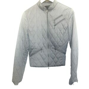 Y2K Express Womens Quilted Satin‎ Moto Jacket Size 6 Edgy Streetwear Preppy